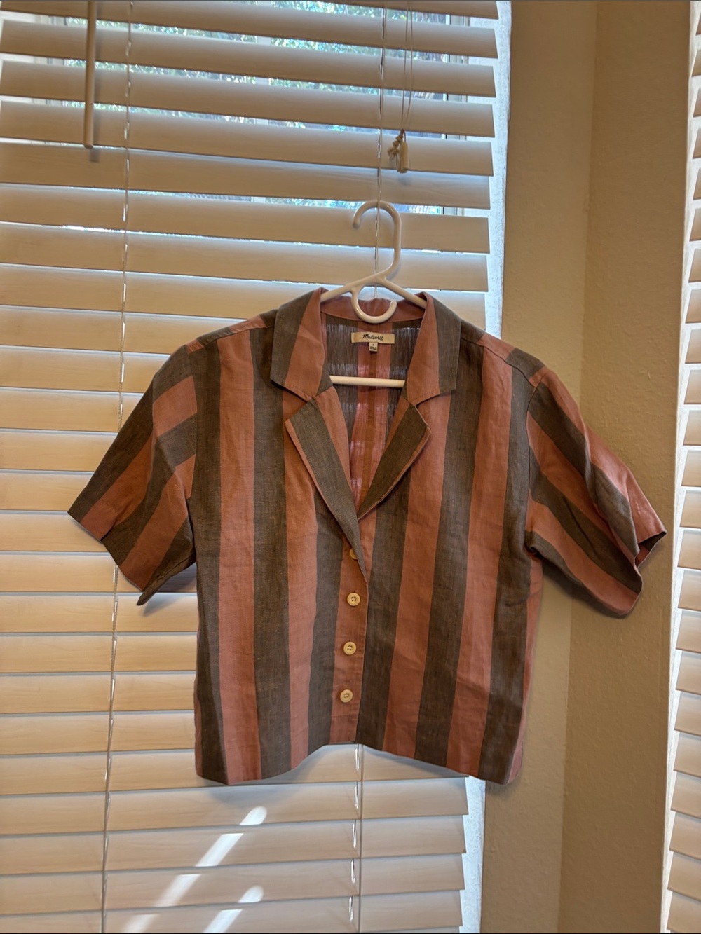 Madewell Striped Button-Up Shirt - Rust & Olive
